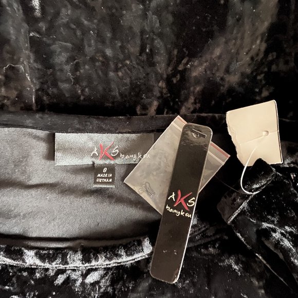 NWT Sz 8 AKS Amy K Su Black Velvet Swingy Skirt - Picture 4 of 4